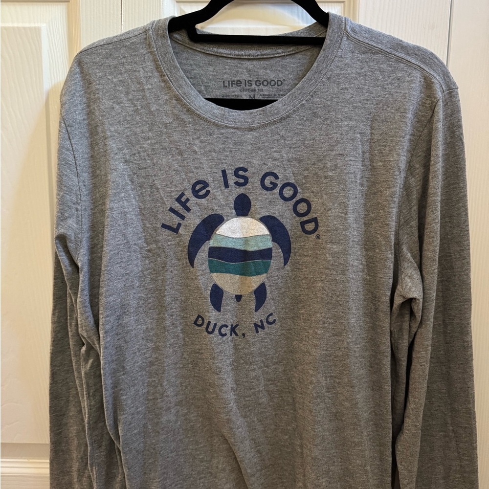 Life Is Good Gray and Blue Turtle Long Sleeve Shirt